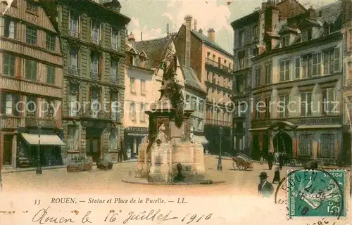 AK / Ansichtskarte Rouen Statue et Place de la Pucelle Rouen