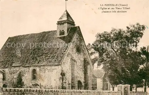 AK / Ansichtskarte La_Postolle Eglise et son Vieux Tilleul plusieurs fois seculaire La_Postolle