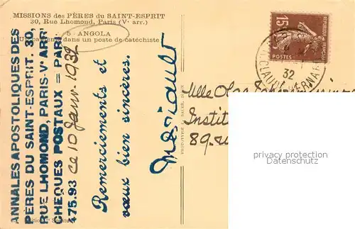 AK / Ansichtskarte Angola Missions des Peres du Saint Esprit Angola