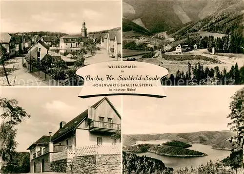 AK / Ansichtskarte Bucha_Unterwellenborn Ortsansicht mit Kirche Hohenwarte Saaletalsperre Landschaftspanorama Bucha_Unterwellenborn
