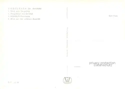 AK / Ansichtskarte Siegelbach_Arnstadt_Ilm Blick vom Borgsteig Siegelbach mit Geratal Konsum Gaststaette Schoene Aussicht Siegelbach_Arnstadt_Ilm