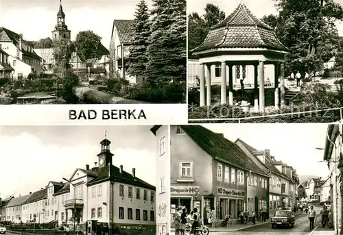AK / Ansichtskarte Bad_Berka Blick zur Kirche Kurpark Goethebrunnen Rathaus Bruehl Bad_Berka