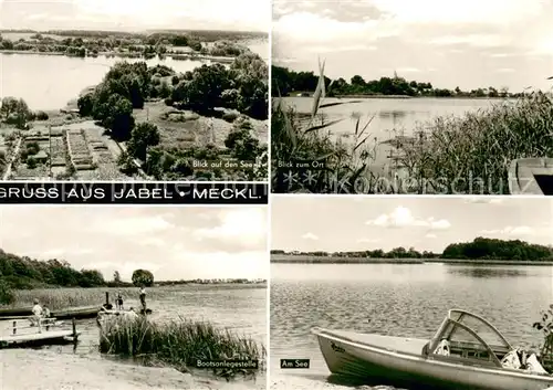 AK / Ansichtskarte Jabel_Waren Panorama Blick auf den See Bootsanlegestelle Jabel Waren
