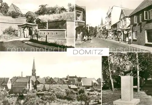 AK / Ansichtskarte Doemitz Eingang zur Festung Ernst Thaelmann Strasse Festungswall KarlLiebknecht Bueste Doemitz