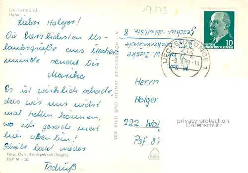 AK / Ansichtskarte Ueckermuende_Mecklenburg_Vorpommern Hafen Fischerkutter Ueckermuende_Mecklenburg