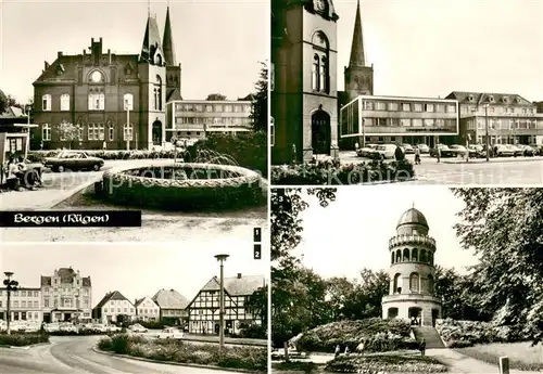 AK / Ansichtskarte Bergen_Ruegen Karl Marx Platz Ernst Moritz Arndt Turm Bergen Ruegen