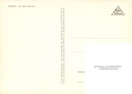 AK / Ansichtskarte Tribsees Steintor Kupfertiefdruck Tribsees