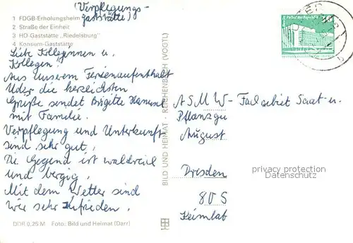AK / Ansichtskarte Uder FDGB Erholungsheim Strasse der Einheit HO Gaststaette Riedelsburg Konsum Gaststaette Uder