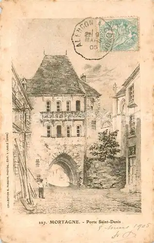 AK / Ansichtskarte Mortagne au Perche Porte Saint Denis Dessin Kuenstlerkarte Mortagne au Perche