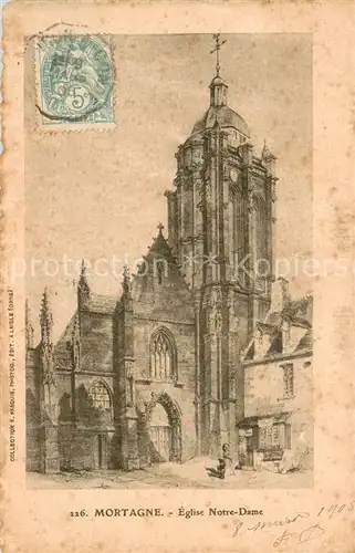 AK / Ansichtskarte Mortagne au Perche Eglise Notre Dame Dessin Kuenstlerkarte Mortagne au Perche