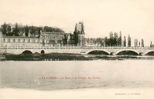 AK / Ansichtskarte La_Fleche Chateau des Carmes Pont sur le Loir La_Fleche