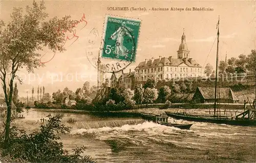 AK / Ansichtskarte Solesmes_Sarthe Ancienne Abbaye des Benedictins aux bords de la Sarthe Solesmes_Sarthe