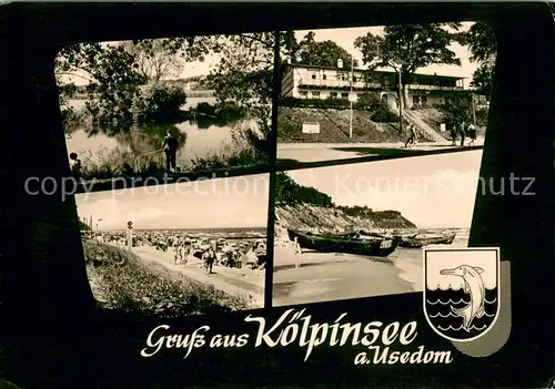 AK / Ansichtskarte Koelpinsee_Usedom Uferpartie am Wasser Hotel Restaurant Strand Promenade Koelpinsee Usedom