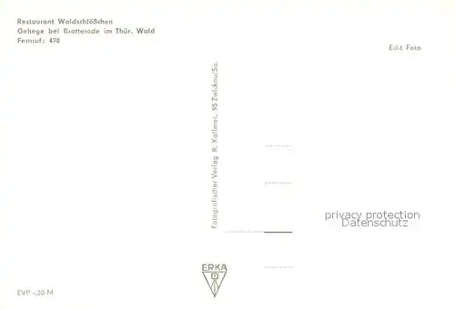 AK / Ansichtskarte Brotterode Restaurant Waldschloesschen Gehege Thueringer Wald Brotterode