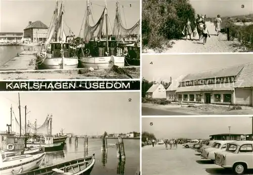 AK / Ansichtskarte Karlshagen Fischerhafen Weg zum Strand HO Landwarenhaus Karlshagen