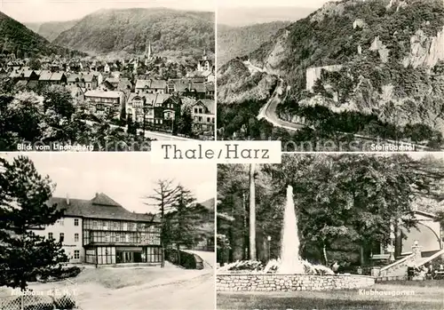 AK / Ansichtskarte Thale_Harz Panorama Blick vom Lindenberg Steinbachtal Klubhaus Garten Fontaene Thale_Harz