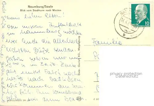 AK / Ansichtskarte Naumburg_Saale Blick vom Stadtturm nach Westen Naumburg_Saale