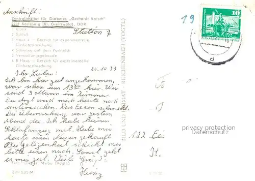 AK / Ansichtskarte Karlsburg_Greifswald Zentralinstitut fuer Diabetes Gerhardt Katsch Karlsburg Greifswald