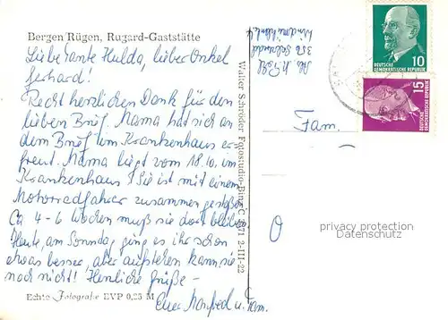 AK / Ansichtskarte Bergen_Ruegen Rugard Gaststaette Bergen Ruegen