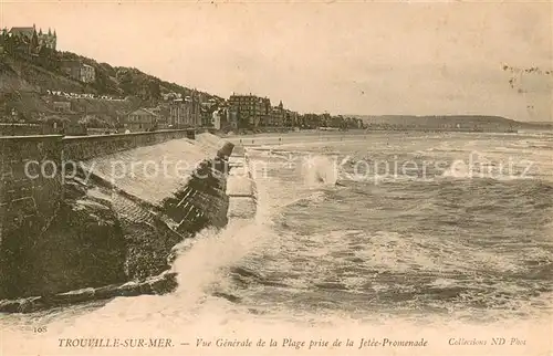 AK / Ansichtskarte Trouville sur Mer Vue generale de la Plage prise de la Jetee Promenade Trouville sur Mer