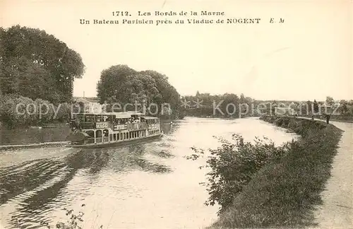 AK / Ansichtskarte Nogent_Haute Marne Les Bords de la Marne Un Bateau Parisien pres du Viaduc de Nogent Nogent Haute Marne