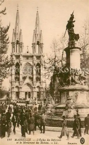 AK / Ansichtskarte Marseille_Bouches du Rhone Eglise des Reformes et le Monument des Mobiles Marseille