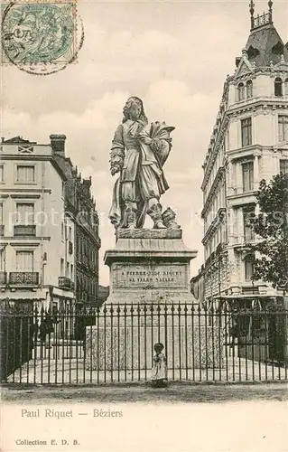 AK / Ansichtskarte Beziers Paul Riquet Statue Beziers