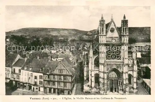 AK / Ansichtskarte Vernon_Eure Eglise vieilles maisons et les Collines de Vernonnet Vernon Eure