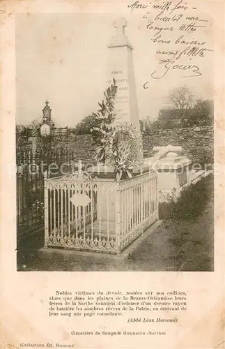 AK / Ansichtskarte Souge le Ganelon Cimetiere Monument aux Morts Souge le Ganelon