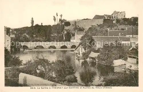 AK / Ansichtskarte Fresnay sur Sarthe La Sarthe et ruines du vieux chateau Fresnay sur Sarthe