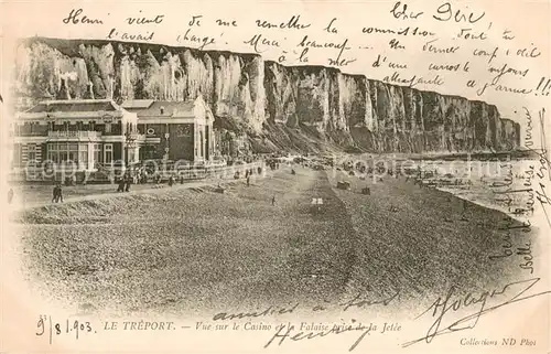 AK / Ansichtskarte Le_Treport Vue sur le Casino et la Falaise prise de la Jetee Le_Treport