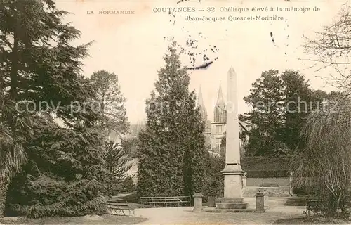 AK / Ansichtskarte Coutances Obelisque eleve a la memoire de Jean Jacques Quesnel Moriniere Coutances