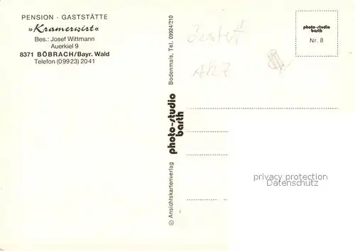 AK / Ansichtskarte 0 Boebrach Pension Restaurant Kramerwirt Boebrach