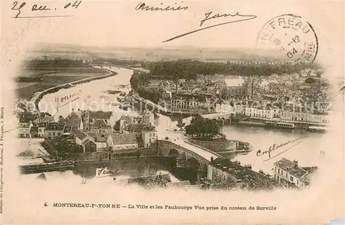 AK / Ansichtskarte Montereau Fault Yonne La ville et les faubourgs vue prise du coteau de surville Montereau Fault Yonne