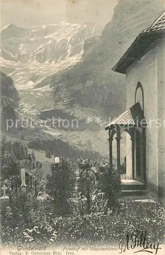 AK / Ansichtskarte Grindelwald Friedhof mit Fiescherhoerner Berner Alpen Grindelwald