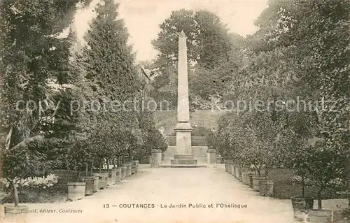 AK / Ansichtskarte Coutances Le Jardin Public et l Obelisque Coutances
