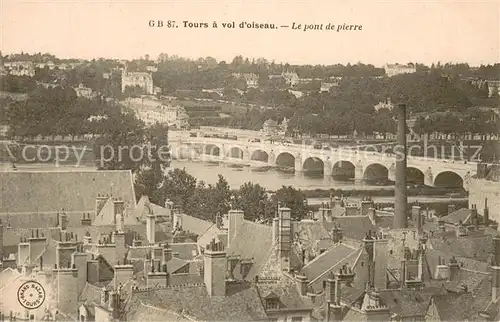 AK / Ansichtskarte Tours_Indre et Loire a vol d oiseau Pont de pierre Tours Indre et Loire