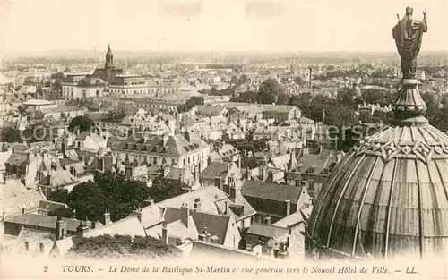 AK / Ansichtskarte Tours_Indre et Loire Le Dome de la Basilique Saint Martin et vue generale vers le nouvel Hotel de Ville Tours Indre et Loire