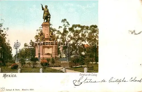 AK / Ansichtskarte Mexico_City Estatua de Colon Mexico City