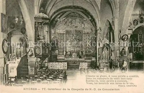 AK / Ansichtskarte Hyeres_les_Palmiers Interieur de la Chapelle de Notre Dame de Consolation Hyeres_les_Palmiers