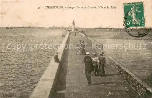 AK / Ansichtskarte Cherbourg Perspective de la Grande Jetee et la Rade 