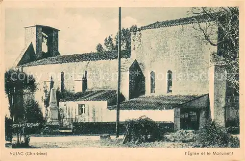 AK / Ansichtskarte Aujac_Charente Maritime Eglise et le Monument Aujac Charente Maritime