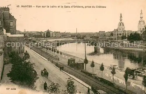 AK / Ansichtskarte Nantes_Loire_Atlantique Vue sur la Loire et la Gare dOrleans prise du Chateau Nantes_Loire_Atlantique