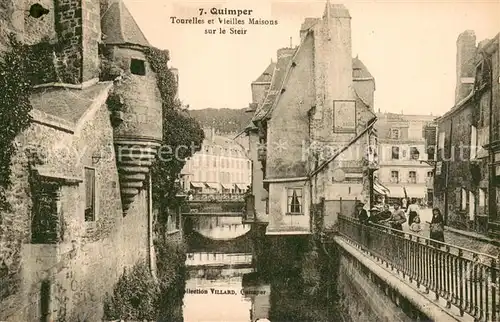 AK / Ansichtskarte Quimper Tourelles et Vieilles Maisons sur le Steir Quimper