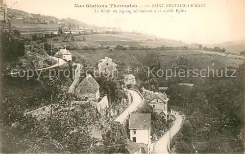 AK / Ansichtskarte Saint Nectaire_Puy_de_Dome Nos Stations Thermales La Route en zig zag conduisant a la vieille Eglise Saint Nectaire_Puy