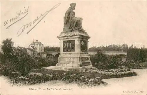 AK / Ansichtskarte Chinon_Indre_et_Loire La Statue de Rabelais Chinon_Indre_et_Loire