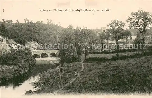 Hambye Ruines de l Abbaye le pont Hambye
