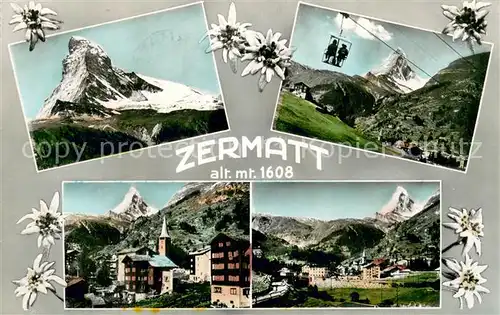 AK / Ansichtskarte Zermatt_VS Ortsansicht mit Kirche Blick zum Matterhorn Walliser Alpen Zermatt_VS