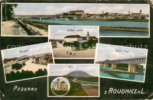 AK / Ansichtskarte Roudnice Uberpartie an der Elbe Schloss Platz Innenstadt Bruecke Rip Kapelle Roudnice