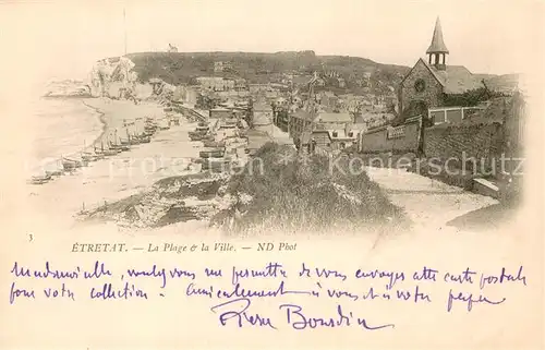 AK / Ansichtskarte Etretat La plage et la ville Etretat